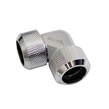 Alphacool Eiszapfen Hard Tube Compression Fitting 90 Degree, 16mm OD, Chrome