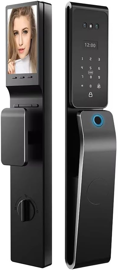 3D Face Recognition Smart Door Lock with Touchscreen Display, WiFi App Control, Fingerprint Unlock, Keypad Passcode, RFID IC Card, Mechanical Key & Video Intercom Keyless Entry Digital Lock