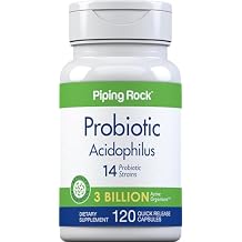 Piping Rock Probiotic Acidophilus Capsules for Women and Men | 3 Billion Live Cultures | 120 Pills | 14 Strains Supplement | Non-GMO, Gluten Free