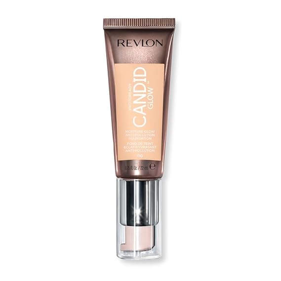 Revlon PhotoReady Candid Glow Moisture Glow Anti-Pollution Foundation with Vitamin E and Prickly Pear Oil, Anti-Blue Light Ingredients, without Parabens, Pthalates, and Fragrances, Porcelain, 0.75 oz