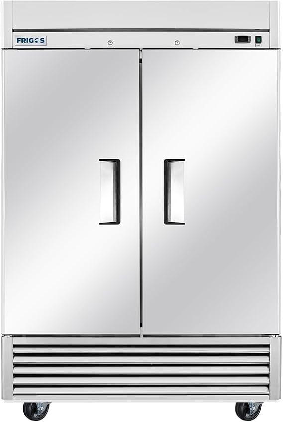 Frigos FG-RF-2D 54" Solid 2 Door Reach-In Commercial Refrigerator 47 Cu Ft - Stainless Steel Exterior ETL Certified with LED Lighting - 1/5 HP Compressor Commercial Storage Capacity Included Liftgate