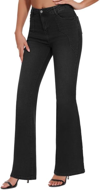 Womens High Waisted Jeans Straight Leg Casual Denim Pants