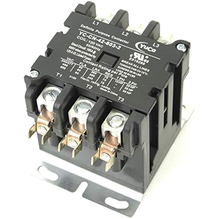Yuco YC-CN-42-603-2 3-Pole 60-Amp Definite Purpose Contactor 120V Coil fits Siemens Furnas 42EF35AF