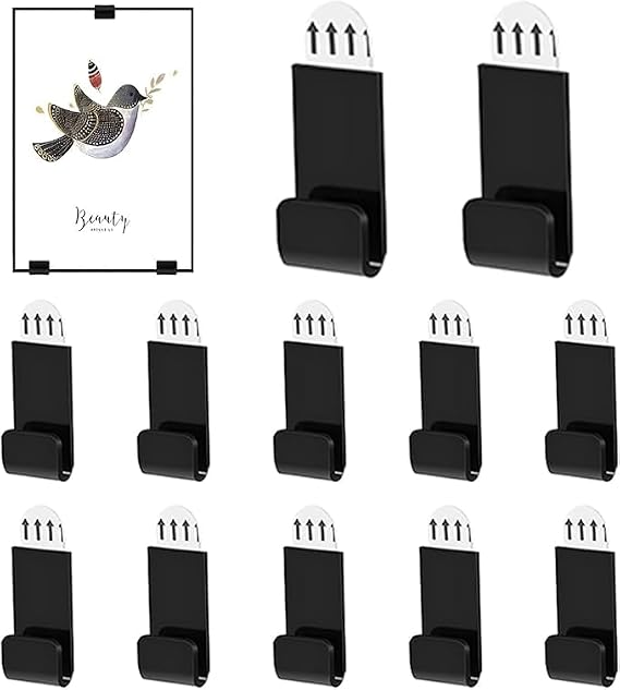 12 Pcs Clear Acrylic Vinyl Wall Mount Display, Self-Adhesive Vinyl Record Holder No Drill, For Album Cover, CD, Comic Book Storage and Magazine Collection Home Office Decoration (black)