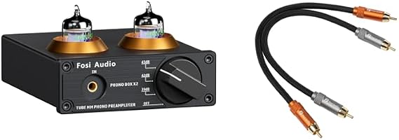 Fosi Audio Box X2 Phono Preamp, Mini Stereo Audio Hi-Fi Preamplifier and 2 RCA Male to 2 RCA Male Stereo Audio Cable