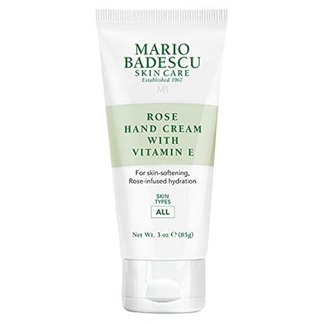 Mario Badescu Rose Hand Cream with Vitamin E for Men and Women, Non-Greasy, Light and Fast-Absorbing Hand Cream for Dry Cracked Hands, Ideal for All Skin Types, 3 Oz