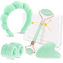 Chanaco Spa Headband and Wristbands for Women Gua Sha & Jade Roller Facial Tools Skincare Headband for Washing Face Makeup Fash Wash Hairband Teen Girl Trendy Stuff