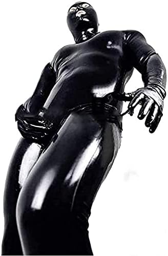 Mens Shiny Patent Leather Catsuit Full Body Men Design Sexy Latex Tight Zipper Jumpsuit Rubber Clothing with Crotch Zipper