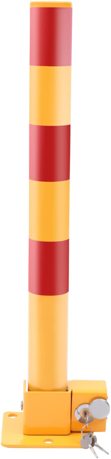 DouSeiAi Parking Post, Steel Safety Bollards Post with Lock, Parking Barrier Post, Parking Blocker for Driveway Barrier Parking Poletraffic Control, 23.6 Inch Tall