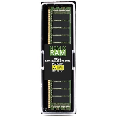 NEMIX RAM 96GB 1X96GB DDR5 4800MHZ PC5-38400 2Rx4 1.1V CL40 288-PIN ECC RDIMM Compatible with Micron MTC40F204WS1RC48B, MTC40F204WS1RC48BB1 Registered Server Memory