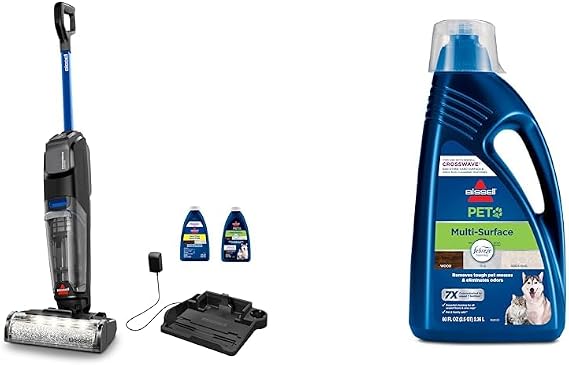 Bundle of BISSELL CrossWave OmniFind Wet Dry Vacuum + BISSELL Multi-Surface Pet Formula with Febreze Freshness for Crosswave (80 oz), 2295L