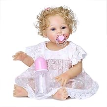 iCradle Angelbaby Cute Realistic 19 inch Reborn Baby Dolls Girls Silicone Full Body Blonde Hair Blue Eyes Bebe Real Life Reborn Dolls with Clothes for Ages 3+