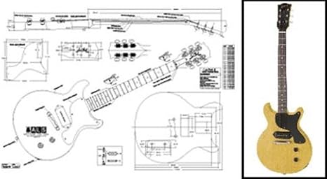 Plan of Les Paul Jr. Double-Cutaway Electric Guitar - Full Scale Print