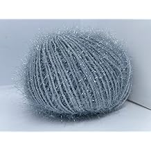 Sparkle Soft - Ice Yarns Metallic Lurex Nylon Eyelash Yarn 50gr (1.76ounces) 140m (153 Yards) Grey, Grey, Sparkle