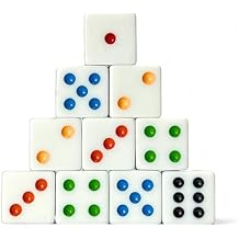 Luck Lab 10 Piece D6 Multicolor Pip Dice Pack - Acrylic 16mm Square Edge Standard Dice for RPG MTG DND Table Games and Board Games, Storage Bag Included (White Multicolor)