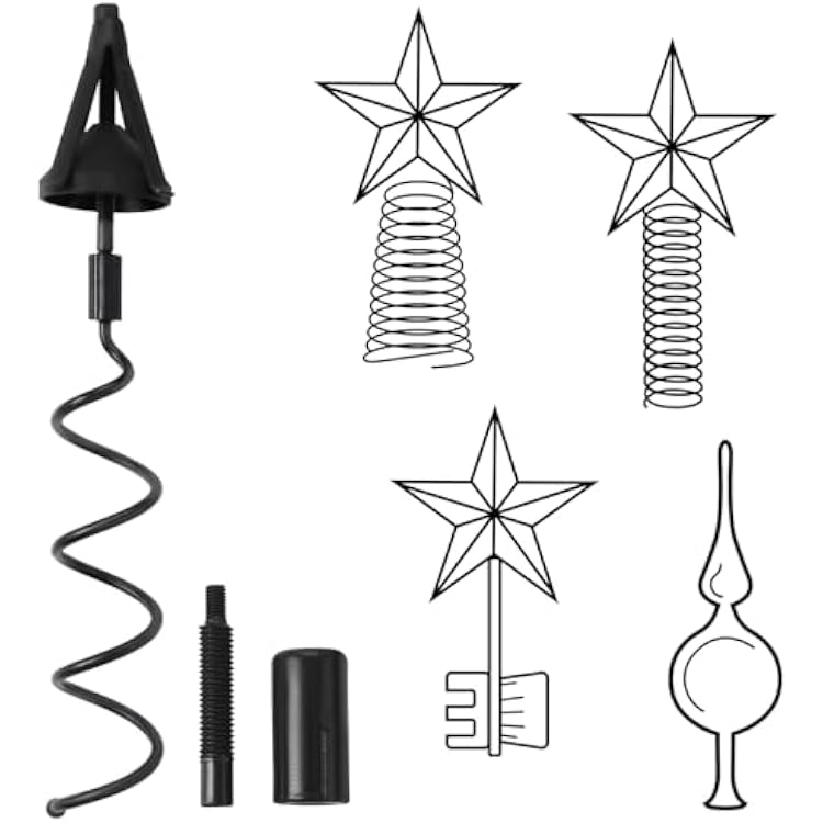Christmas Tree Topper Holder Twist on Universal Stabilizer Floral Xmas Tree Topper Adapter Plastic Support with Adjustable AttachmentBlack