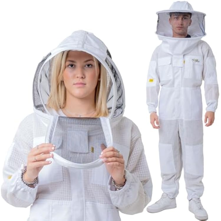 3 Layer Ventilated Bee Suit for Men & Women, Sting Proof Beekeeping Suit with Fencing & Round Veil, Professional Beekeeper Suit & Gear 3XL