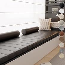 Custom Size/Shape Bench Cushion,Artificial Leather Window Seat Cushion Indoor,Anti-Cat Scratch Wear-Resistant Bench Pad for Indoor Furniture with Non-Slip Bottom,Waterproof,Easy to Clean