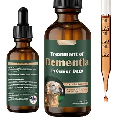 Senior Dog Supplements for Brain Health & Nervous System Support, Mushroom Supplement for Dogs, Dementia Supplement for Calming & Relaxation, Addresses Getting Lost, Social Withdrawal - 59 ML