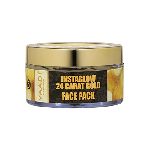Vaadi Herbals Herbal Face Pack Cream All Natural Paraban Free Sulfate Free Good For All Skin Types Oily, Dry, Normal, Sensitive 2.47 Ounces Premium Quality 24 Carat Gold Face Pack
