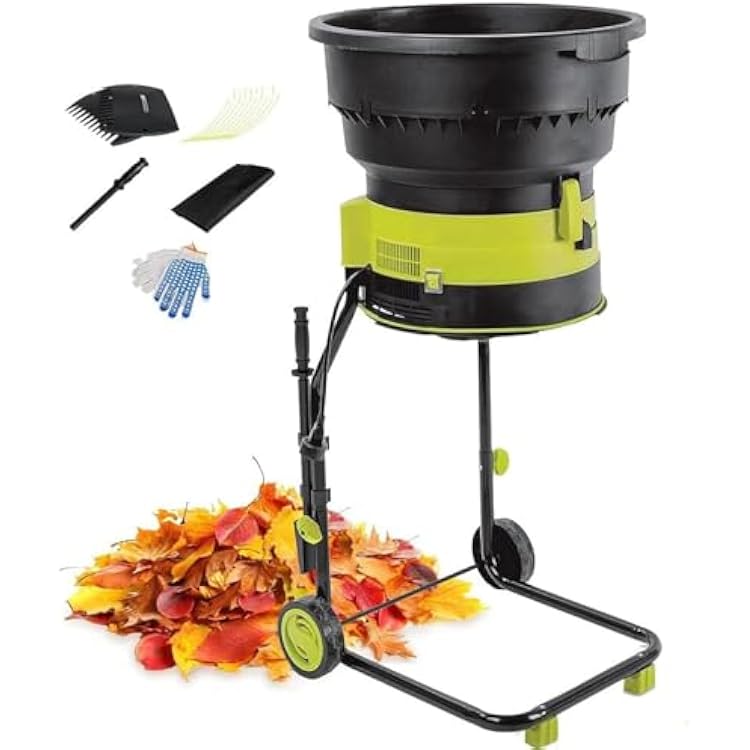 Electric Leaf Mulcher Shredder 2500W with Wheels,8000RPM Chipper,Garden Cleanup Tool,Composting Machine,Includes Storage Bag 54cm Funnel Diameter for Easy Maintenance,30mPowercord