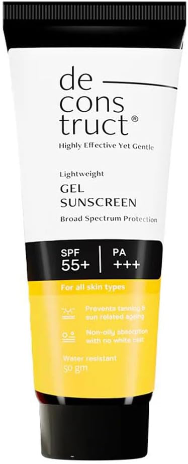 Deconstruct Lightweight Gel Sunscreen, SPF 55+ PA+++, Broad Spectrum Protection, No White Cast, 50g