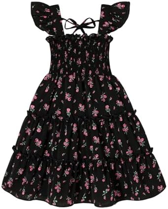 YOUNGER TREE Toddler Girl Dress Kids Sleeveless Ruffle Dresses for Girls Summer Outfits Beach Sundress