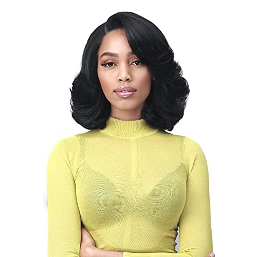 BOBBI BOSS 13X7 HD Lace Bob Curly Synthetic Wig - MLF602 NATALIA, Wavy Short Wigs with Baby Hairs, Glueless Lace Free Part Wig with High Heat Resistant Wigs TT1BRO.PK