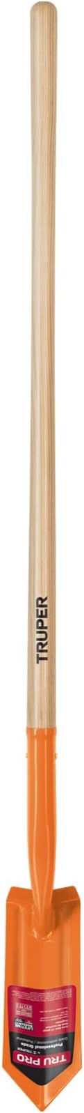 Truper Tru Pro California Trenching Shovel, 4-Inch Narrow Blade, 47-Inch Premium Ash Wood Handle, Professional-Grade Irrigation and Utility Excavation Tool (Model TRS-4C / 33094)