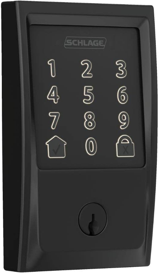 Matte Black Electronic Encode WiFi Deadbolt, with Century Trim