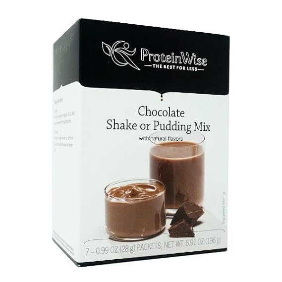 PROTEINWISE Milk Chocolate Shake or Pudding, High Protein, Weight Loss Friendly, Low Carb, Health Snack, Bariatric and Diabetic Friendly, 7/Box
