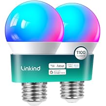 Linkind Smart Light Bulbs, 1100LM (75W Equivalent) Smart Bulb, Work with Alexa & Google Home, RGBTW Color Changing Bulbs Music Sync, 2.4GHz Wi-Fi & Bluetooth, LED Alexa Light Bulbs 11W, A19 E26, 2Pack