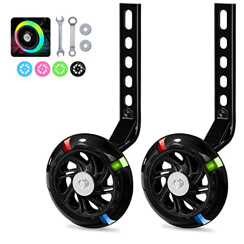 PRUNUS Flash BIKE Training Wheels for 12 14 16 18 20 Inch.Training Wheels for Kids Bike is Heavy Duty.Bicycle Training Wheel is Suitable Single Speed Bike