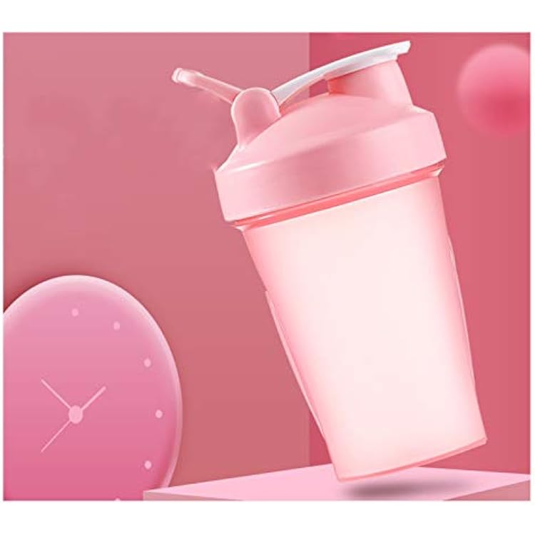 Blender w. Classic Loop Top & Stainless Whisk Ball-Perfect for Protein Shakes and Pre Workout 16 Oz-400ML, PinkPink Cup