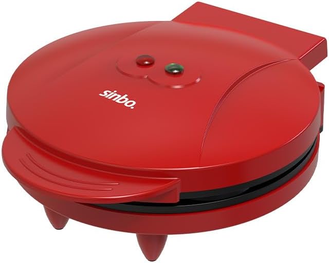 Sinbo SSM-2595 Waffle Makinesi 850W | 182 mm Yapışmaz Döküm Plaka Kırmızı | 5 Dilimli Waffle