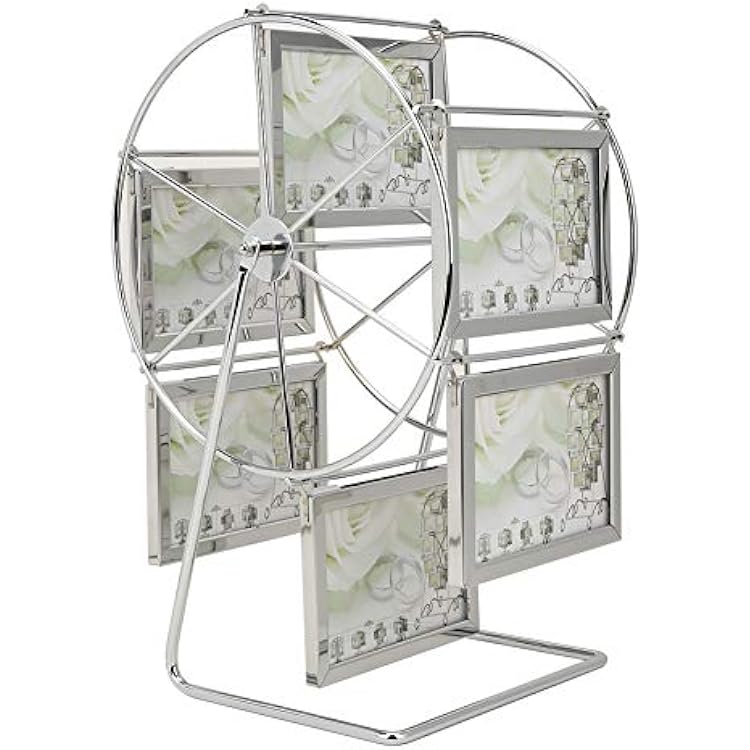 Rotating Picture Frame, Metal Rotating Wheel Picture Photo Frame, Vintage Ferris Wheel Family Pictures Frames, Multi Photo Frame Wedding Photography Studio Decor for 5x3.5in Photo