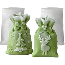 Cestony 2Pcs Christmas Gift Bag Shape Silicone Molds for Making Candle Resin Pillar Aromatherapy Candles Wax Soap Flower Specimen Clay Craft Desktop Decoration