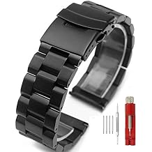 Silver/Black/Blue/Grey/Gold Stainless Steel Watch Bands, Brushed Polished Finish Watch Strap 18mm/20mm/21mm/22mm/24mm/26mm Double Buckle Bracelet