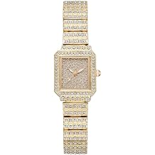 JewelryWe Women's Diamond Square Watch: Luxury Analog Quartz Timepiece with Sparkling Zirconia, Perfect for Casual and Formal Wearfor Mother's Day