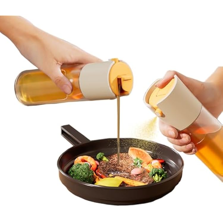Oil Sprayer for Cooking-2 in 1 Olive Oil Dispenser, 16oz470ml Oil Dispenser Bottle Oil Mister for Air Fryer, BBQ,Salad, Frying, Barbecue 285ml White