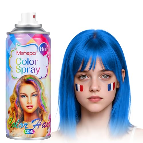 Blue Hair Spray, Temporary Hair Color Spray for Kids Women Men, One-Time Use Temporary Blue Hair Dye, Washable Hair Wax Color, Natural Hair Strong Style Gel for Cosplay, Party, Crazy Hair Day 4.06Oz