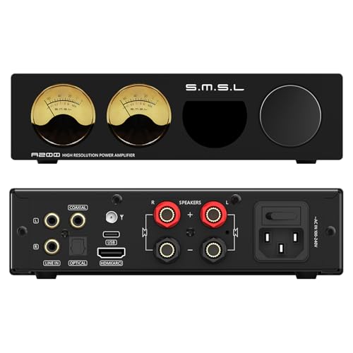 SMSL A200 2.1 Channel HiFi Digital Power Amplifier 70W x2MA12070Px2 Chip Bluetooth 5.0 Mini Class D Amp USBBTHDMICOAXIALOpticalRCA Input 6EQ Preset Level Display Subwoofer Hone Desktop Amp