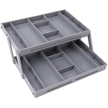 Drawer Organizer, Multi Layer Drawer Small Storage Organizer Expandable Jewelry Organizer Tray, Saving Space, Foldable Makeup Storage Display Case for Dresser Bathroom Kitchen (2