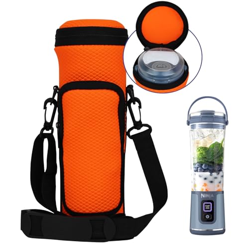 Portable Blender Carrying Bag Case with Lid for Ninja BC151 Blast Portable Blender, Storage Sleeve Bag with Adjustable Crossbody Strap and Pocket Orange