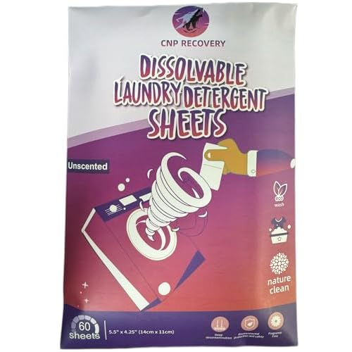 Dissolvable Laundry Detergent Sheets 120 By CNPRECOVERY. Concentrated Laundry Detergent. No Plastic Jug. For HE machines and Deep Water Washing. 60 sheets.