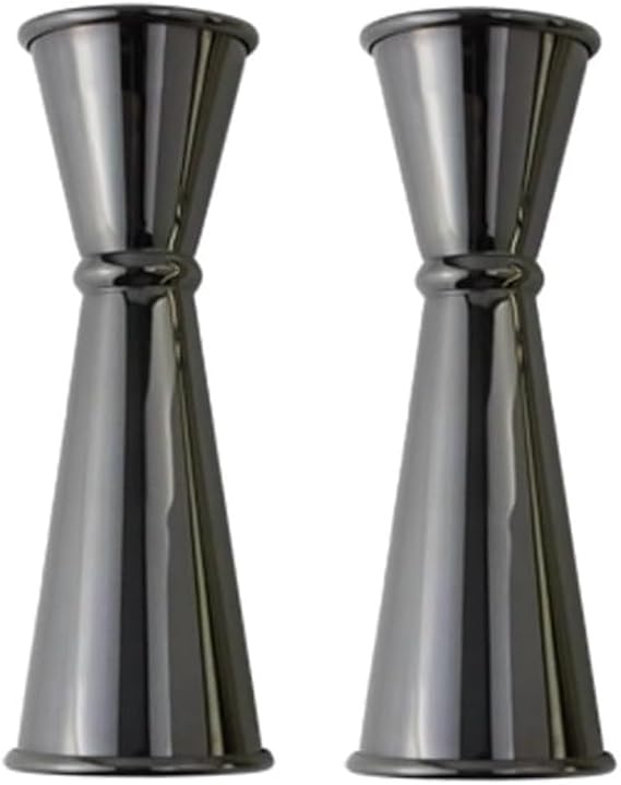 2-Piece Dual-Sided Bartending Jigger Set - 1oz & 2oz Measured Markings, 304 Stainless Steel, Food-Grade Cocktail Measuring Tool for Professional & Home Bars (Black)