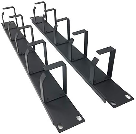 2 Pcs 1U 19" Rack Mount Cable Management Organizer 5 D-Ring | Metal Server Rack Cable Manager Wire Management System (5R2PC)