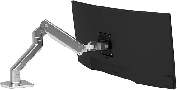 Ergotron HX Premium Heavy Duty Monitor Arm, Single Monitor VESA Desk Mount for Flat or Slight Curved Ultrawide Monitors Up to 49 inches, 20 to 42 lbs Standard Pivot, Polished Aluminum