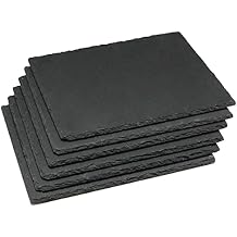 6 Pack 10 x 8 Inch Slate Cheese Board and Slate Charcuterie Boards - Individual Stone Plates for Cheese, Meat, Appetizers