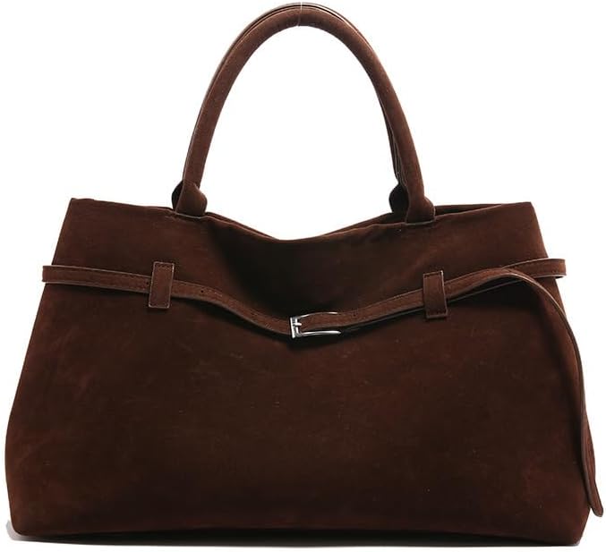 Faux Suede Tote Bags for Women - Large Suede Vintage Shoulder Satchel Bag Bucket Handbag Slouchy Hobo Bags